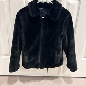 GAP Girls Black Plush - faux fur - Jacket